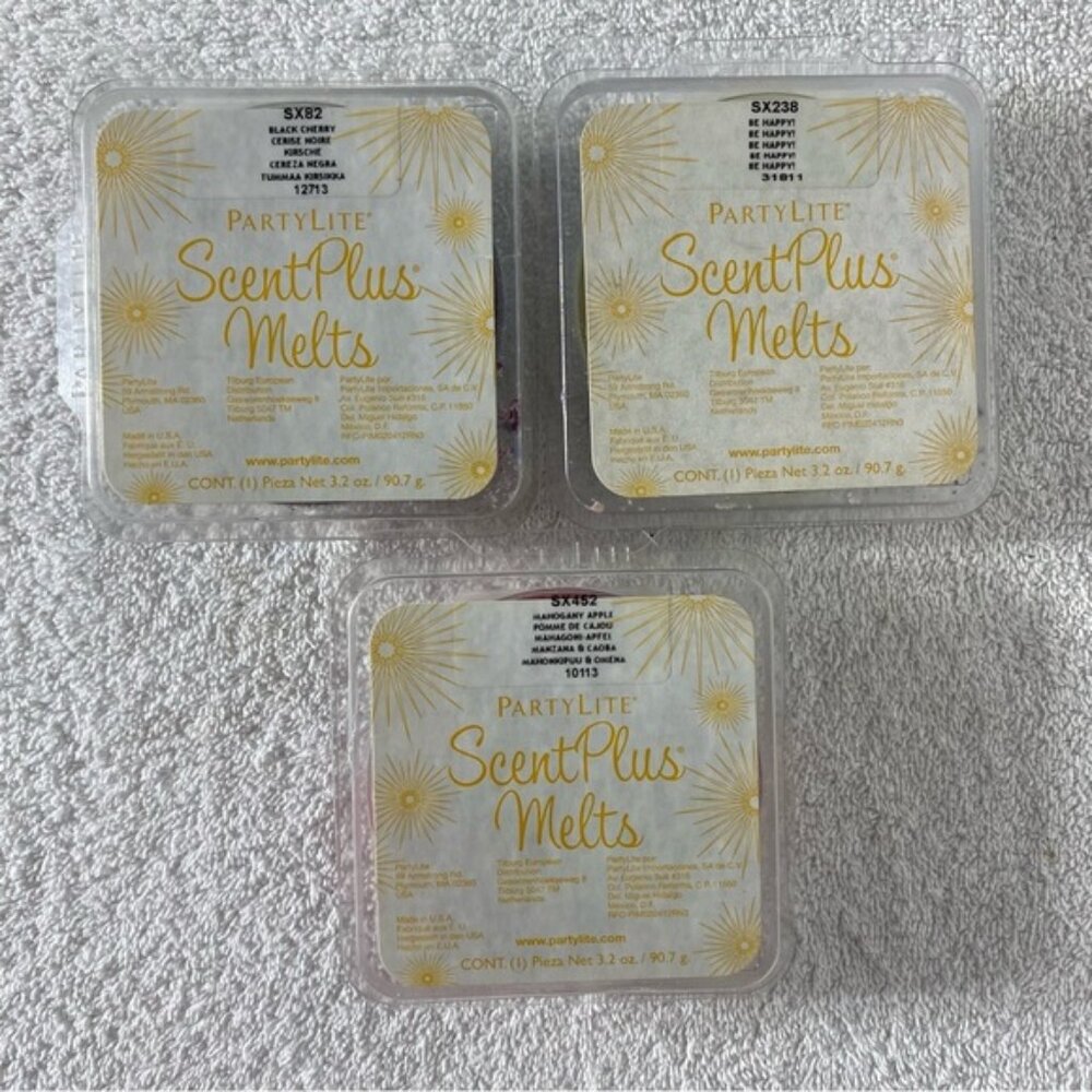 PartyLite ScentPlus Wax Melts Black Cherry Mahogany Apple Be Happy!